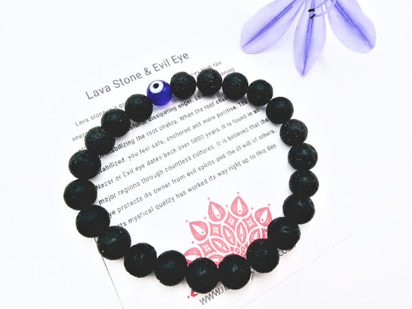 Lava Stone & Evil Eye Bangle (8mm)