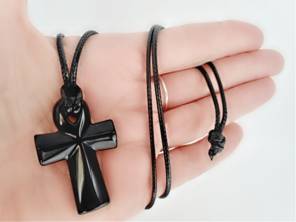 Black Obsidian Ankh Necklace (4cm) - Image 2