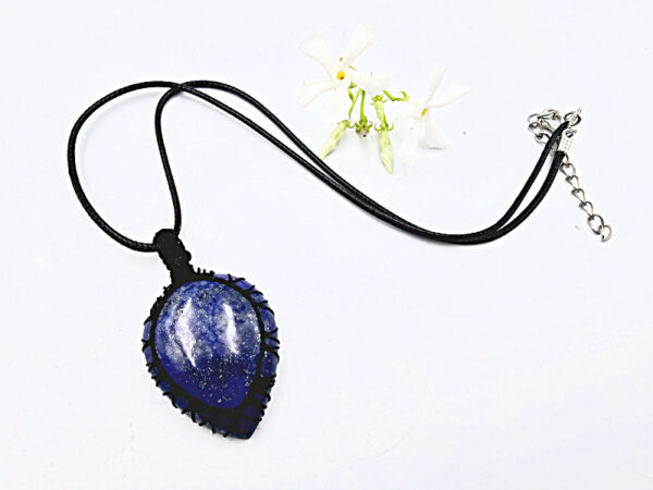 Lapis Lazuli Crystal Braided Necklace Drop - Image 2