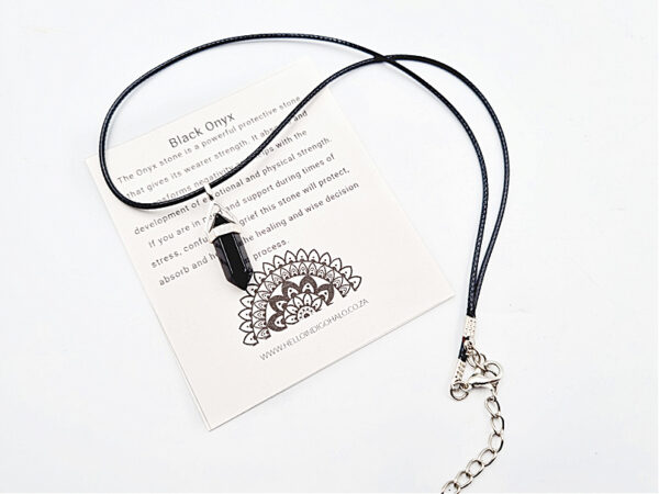 Black Onyx Crystal Necklace Mini (925 Silver) - Image 2