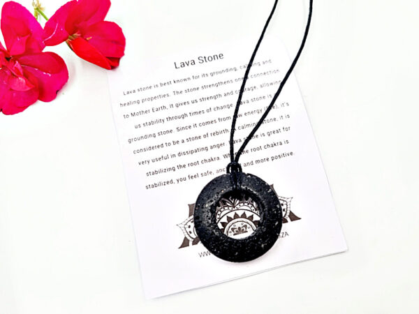 Round Lava Stone Necklace (Grounding)