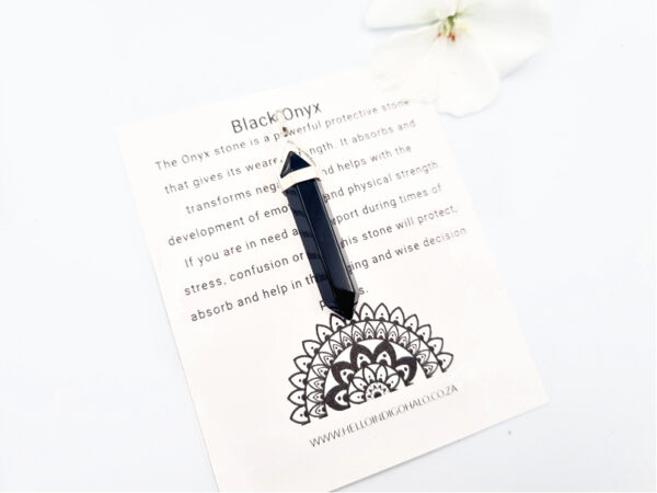 Black Onyx Crystal Point Pendant (925 Silver)