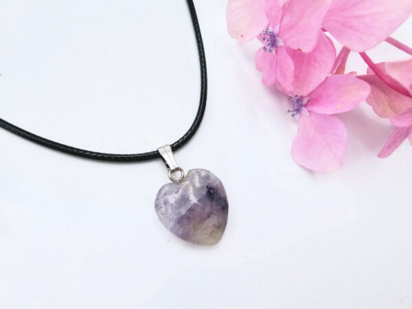 Rainbow Fluorite Heart Necklace (1.5cm)