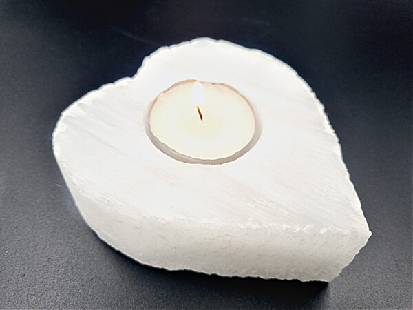 Selenite Heart Candle Holder