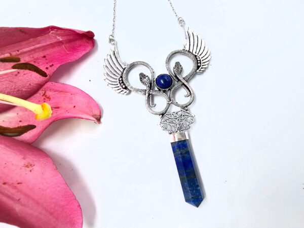 *Double Snake Winged Lapis Lazuli Necklace