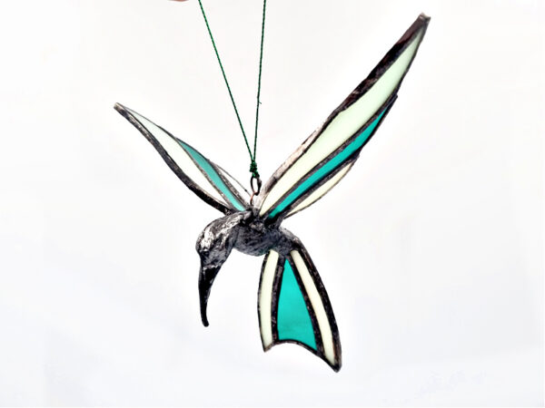 Stained Glass Green Humming Bird (16cm)