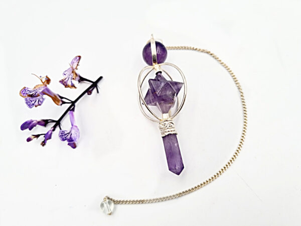 Amethyst Sphere, Point & Merkaba Star Pendulum