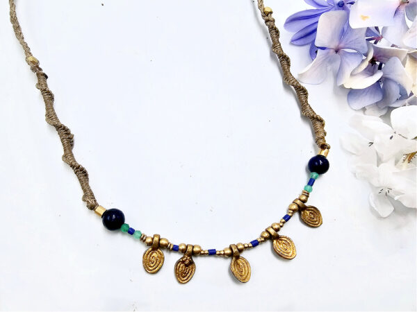 Macrame & Brass Sodalite Necklace