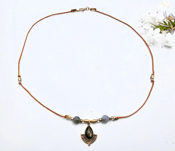 Labradorite Brass Drop Necklace - Image 2