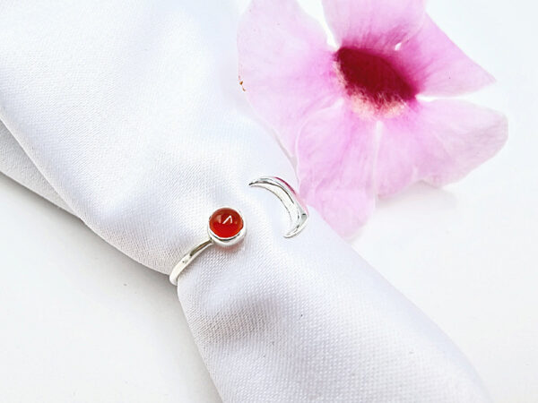 Carnelian Moon Ring (925 Silver) - Image 2