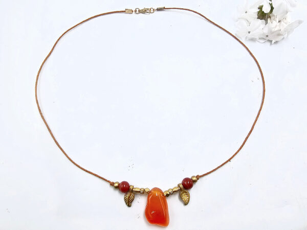 Carnelian Brass Bead Necklace - Image 2