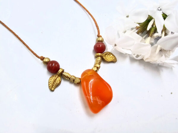 Carnelian Brass Bead Necklace