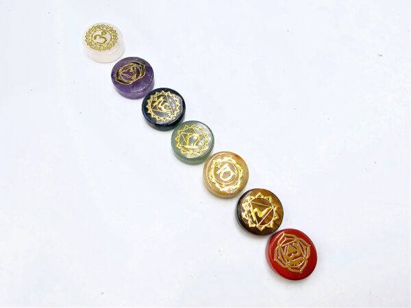 Chakra Gemstones Round with Symbols (Mini)