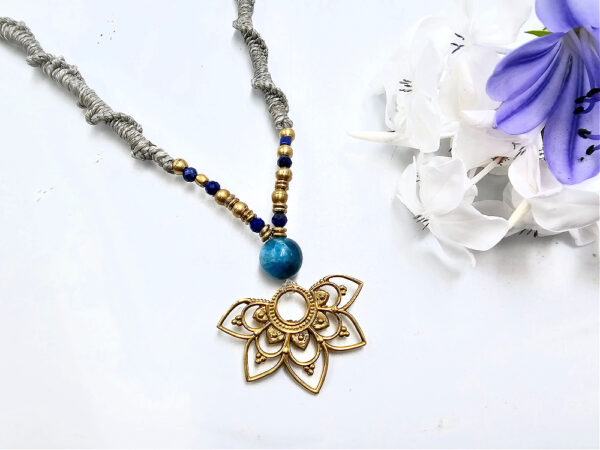 Macrame & Brass Mandala Apatite Necklace