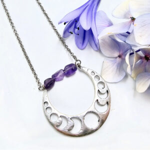 Hello Indigo Halo Online Store Moon phase necklace with Amethyst