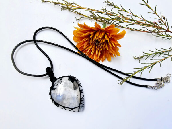 Rainbow Moonstone Tear Braided Necklace - Image 3