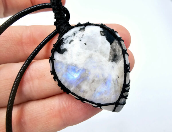 Rainbow Moonstone Tear Braided Necklace - Image 2