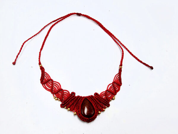 Macrame Choker Necklace Strawberry Quartz