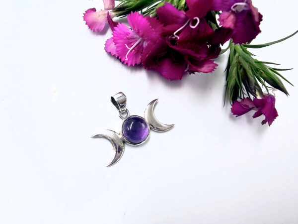 Triple Moon Amethyst Pendant (925 Silver)