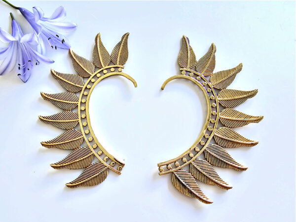 Feather Cuffs Earrings (Brass)