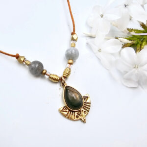 Hello Indigo Halo Online Store labradorite necklace with Brass