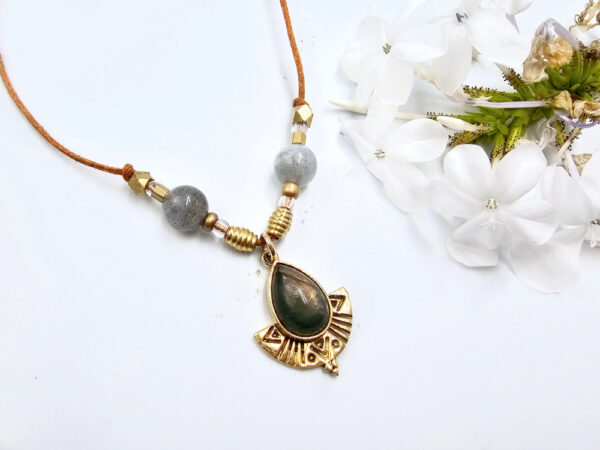 Labradorite Brass Drop Necklace