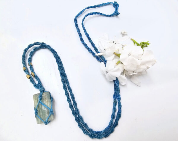 Macrame Rough Aquamarine Necklace - Image 2