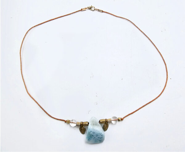 Larimar Brass Bead Necklace - Image 2