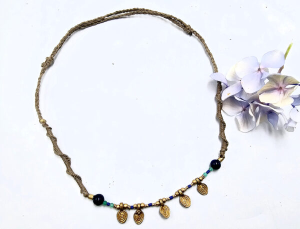 Macrame & Brass Sodalite Necklace - Image 2