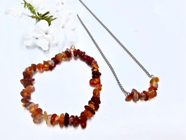 Carnelian Chips Necklace & Bracelet Combo