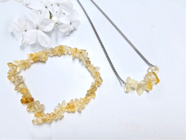 Citrine Chips Necklace & Bracelet Combo