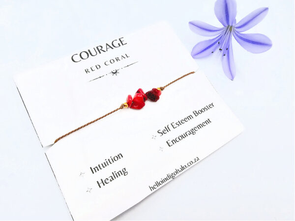 Red Coral Stone Chip Bangle (Courage)