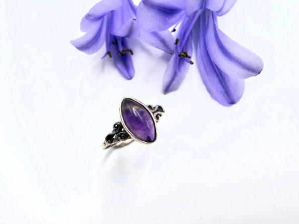 Amethyst Diamond Detailed Ring (925 Silver)