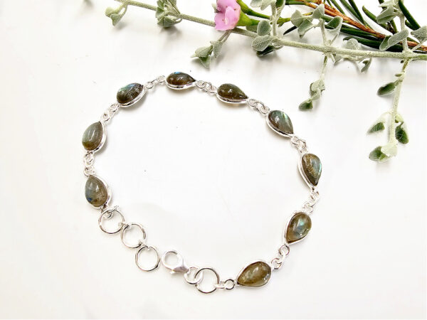 Labradorite Tear Links Bracelet (925 Silver)