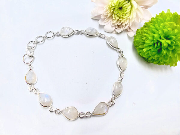 Moonstone Drops Bracelet (925 Silver)