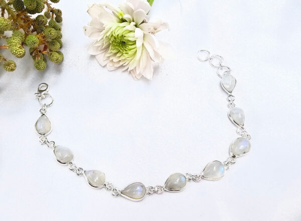 Moonstone Drops Bracelet (925 Silver) - Image 2