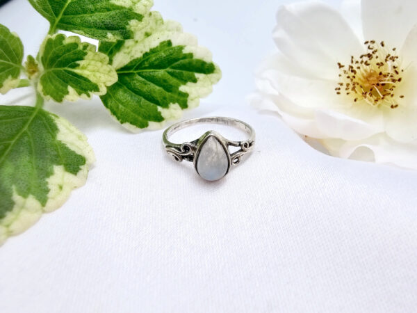 Rainbow Moonstone Twirl Ring (925 Silver)