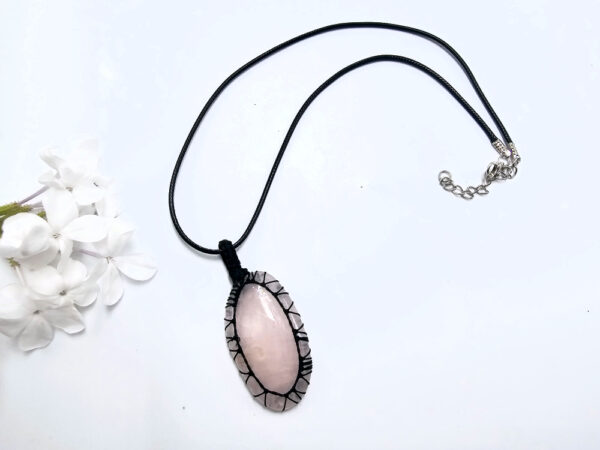 Rose Quartz Braided Necklace - Image 2