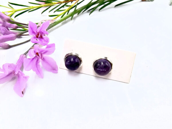 Round Amethyst Earrings (925 Silver)