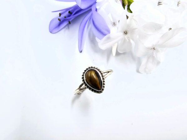 Tear Tigers Eye Ring (925 Silver)