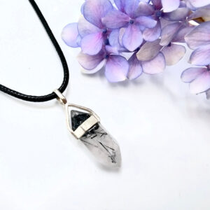 Hello Indigo Halo Online Store Tourmilated Quartz Mini Crystal Necklace 925 Silver