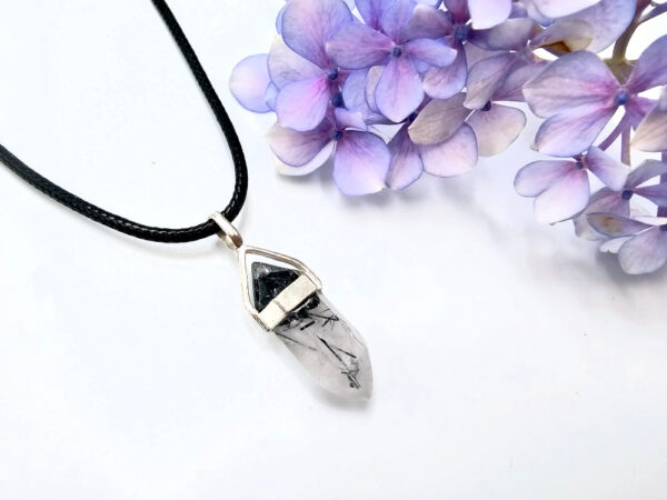 Tourmilated Quartz Mini Crystal Necklace (925 Silver)