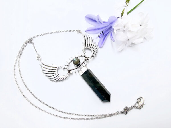 Labradorite Eye Winged Crystal Necklace - Image 2