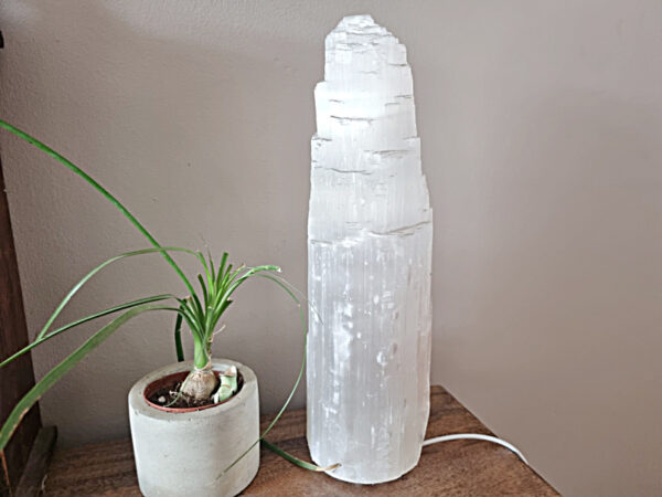 Selenite Tower Crystal Lamp (35cm)