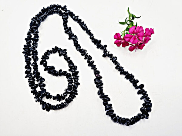 Black Tourmaline Stone Chipped Necklace