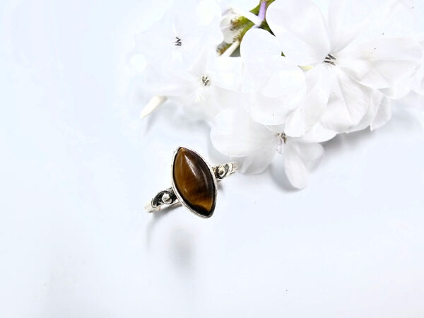 Tigers Eye  Diamond Vintage Ring (925 Silver)