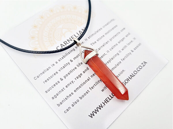 Carnelian Crystal Necklace (925 Silver)