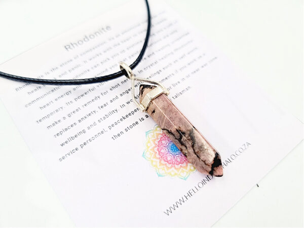 Rhodonite Crystal Necklace (925 Silver)