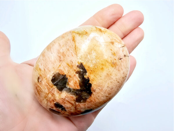 large Peach moonstone palm stone
