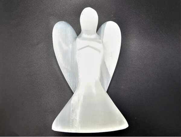 Selenite angel carving